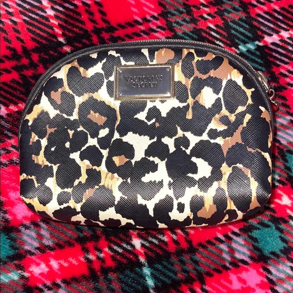 Victoria's Secret Black and Gold Leopard Cosmetic Case